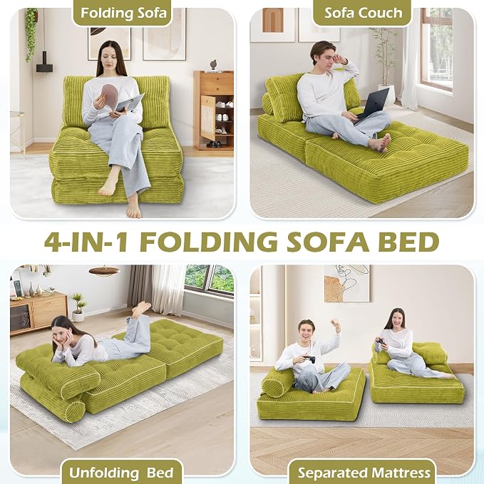 Folding Sofa Bed, Convertible Sleeper Chair - Image 7
