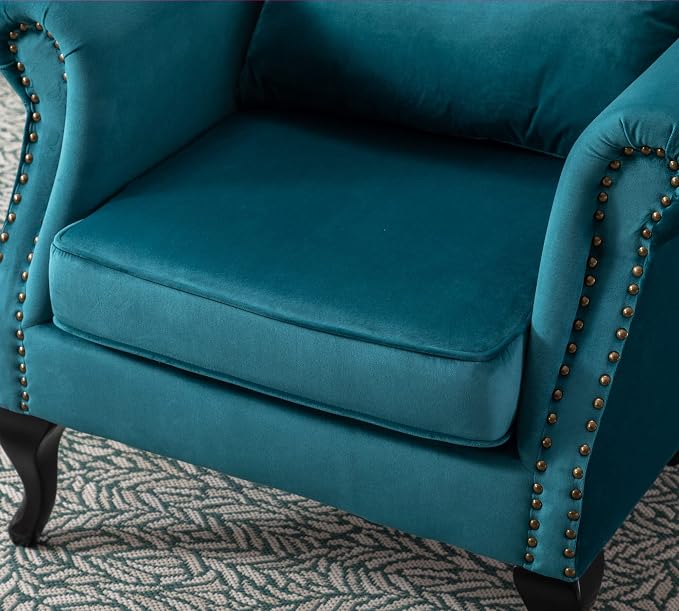 Mid Century Modern Accent Chair Upholstered Armchair Comfy Velvet Fabric Single - Image 5