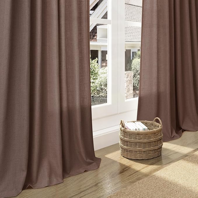 Nanspring Mocha Mousse Curtains 96 Inch Long 2 Panel Set Back Tab Rod Pocket - Image 6