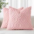 decorUhome Throw Pillow Covers 16x16 Inch Set of 2, Soft Plush Faux Wool Pink by decorUhome