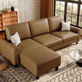 EASE MOOSE Large Seat Faux Leather L Shaped Sofa, Waterproof and by EASEMOOSE