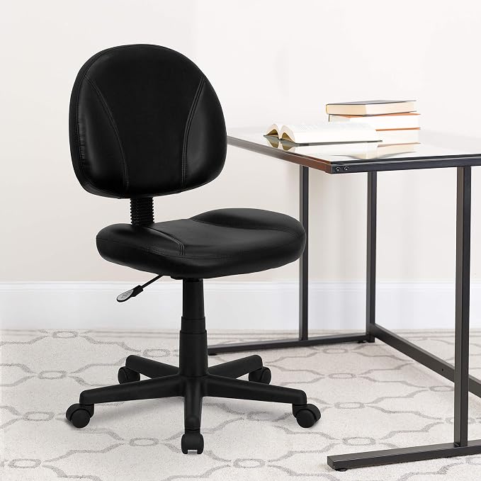 Flash Furniture Ronald Mid-Back Black LeatherSoft Swivel Ergonomic Task Office - Image 2