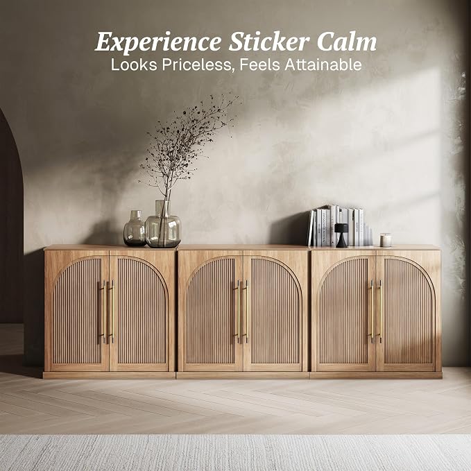 BELLEZE 3 Tier Bookshelf with Double-Arc Door - Image 4