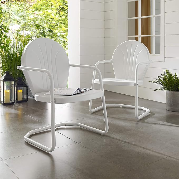 Crosley Furniture Griffith Outdoor Chair, Retro Metal Patio Chairs - Image 8