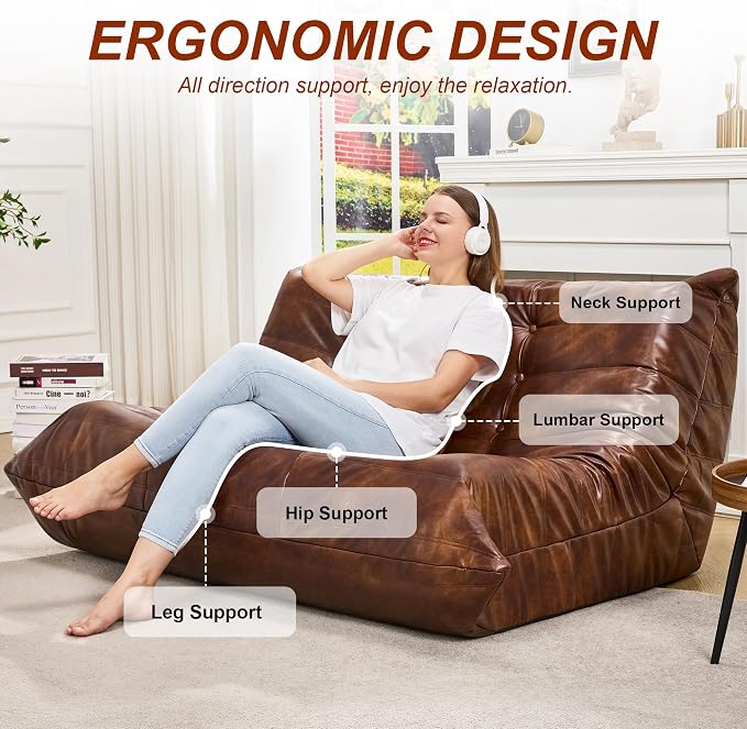 Hobestluk Bean Bag Chair Giant Bean Bag Sofa 2 Seater Bean Bag Chairs - Image 5