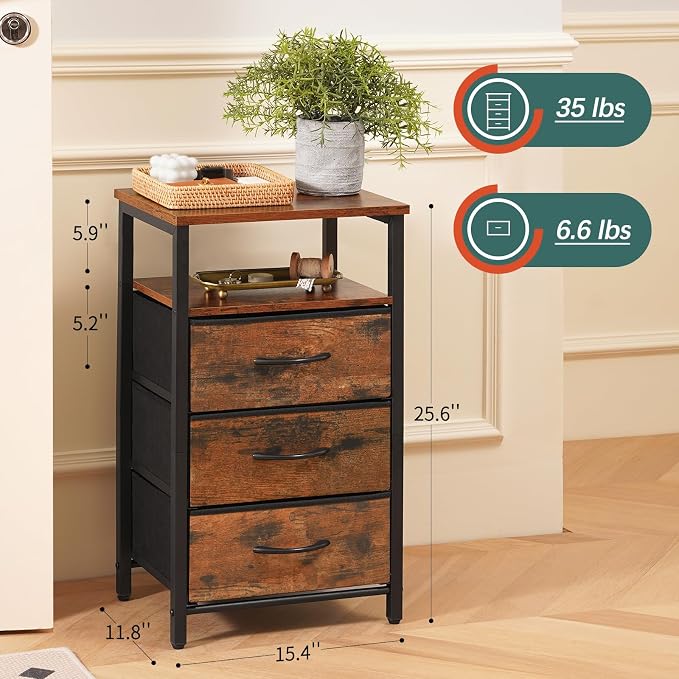 Yoobure Night Stand with Charging Station, 16 Colors LED Nightstand with USB - Image 3