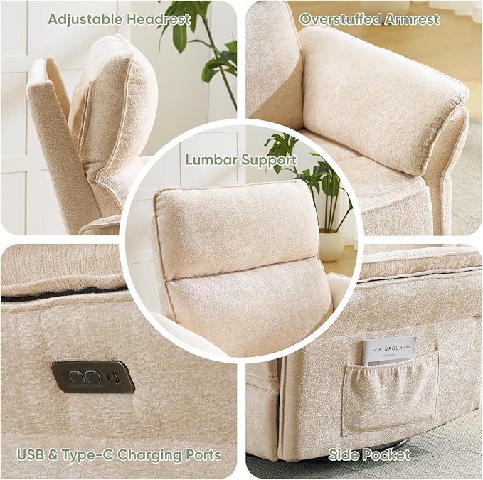 Power Swivel Rocker Recliner, Glider Recliner Nursery Chair - Image 7