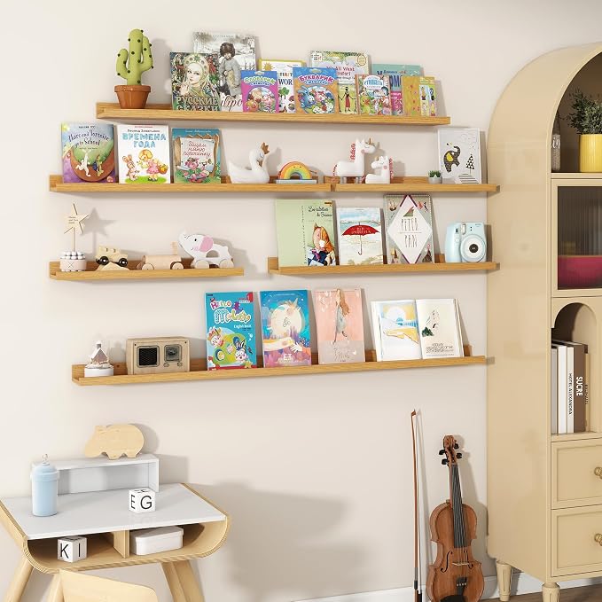 Fun Memories Picture Ledge Shelves Set of 2, 55 Inch Rustic Wall Mounted - Image 6