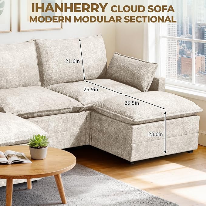 LEVELEVE 112.5" U-Shape Modular Sofa - Image 8