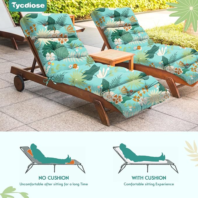 Outdoor Chaise Lounge Chair Cushion Waterproof 74.4 x 22 x 4.7 Inches Thickened - Image 6