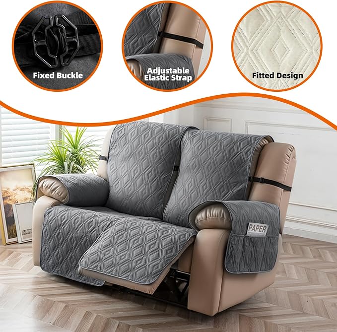 Genina Loveseat Recliner Cover Non-Slip, Sofa Cover - Image 7