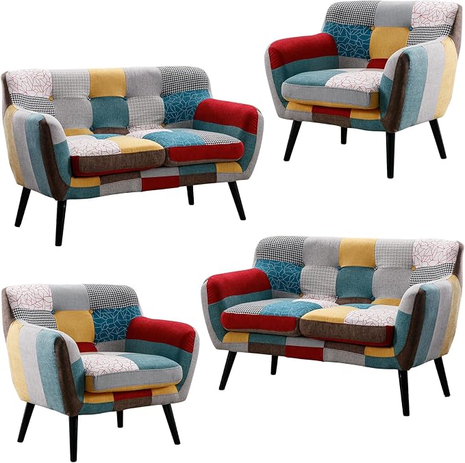Bonzy Home Modern Colorful 3 Piece Coroful Fabric Sofa Set, Included 2 Accent - Image 9