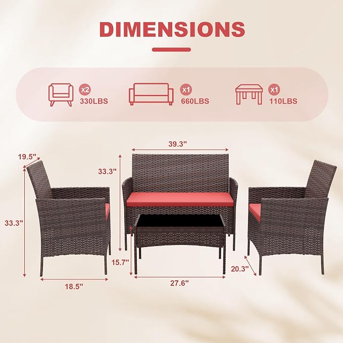 GarveeHome Modern 4-Person Outdoor Bistro Set - Image 3
