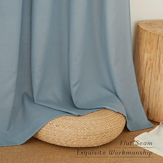 NICETOWN Stone Blue Linen Kitchen Window Curtains Over Sink, Grommet Thick - Image 2