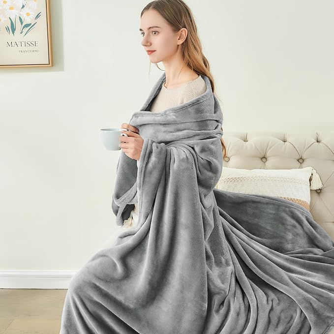 BEDELITE Fleece Blanket Twin Size Grey Throw Blanket - Image 4