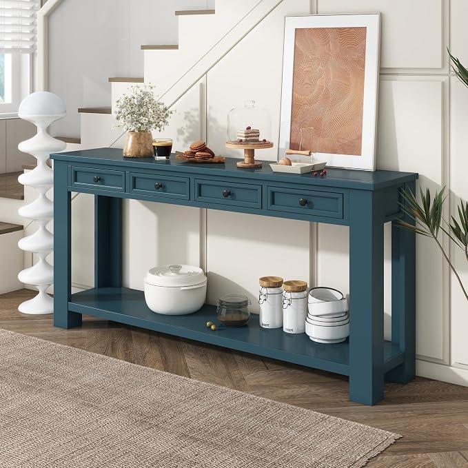 LKTART Solid Wood Console Table, 63 in Long Sofa Table Entryway Table - Image 5