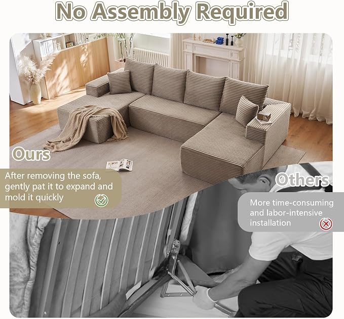 Sectional Cloud Couch for Living Room, Modular Floor Deep-Seat Sofa, Big Comfy - Image 3