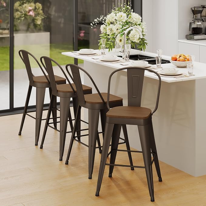 Andeworld Metal Bar Stools Set of 4, 26 inch Counter Height Barstools - Image 5