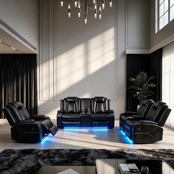 Leather Sofa Set, Power Recliner Sofa Set - Image 8