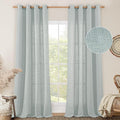 LAMIT Greyish Blue Linen Sheer Curtains 84 inch by LAMIT