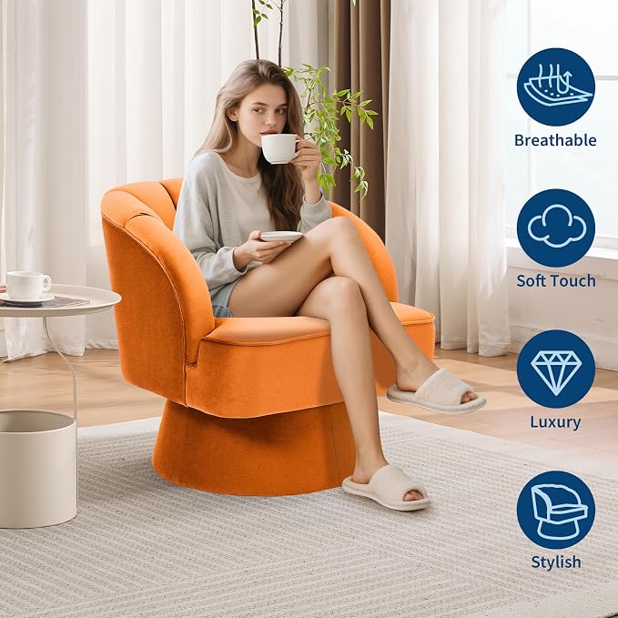 Garvee Ultra-Plush Swivel Accent Chair, 360° Barrel Lounge Chair - Image 6