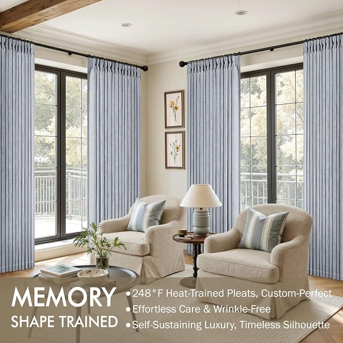 MIULEE Pinch Pleated Thick Linen Curtains 84 Inches Long 2 Panels - Image 2