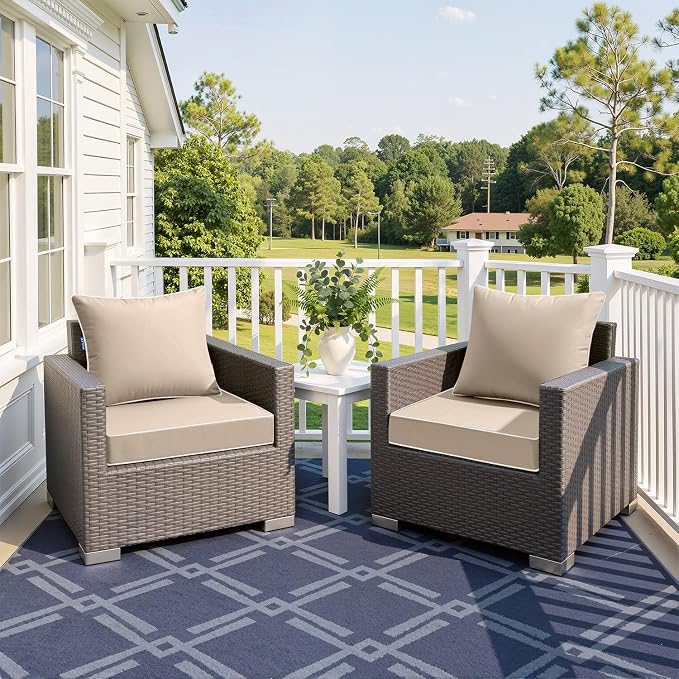 MIULEE Beige Outdoor Seat Cushion 22x22 Inch Waterproof & 3 Year Fade Resistant - Image 2