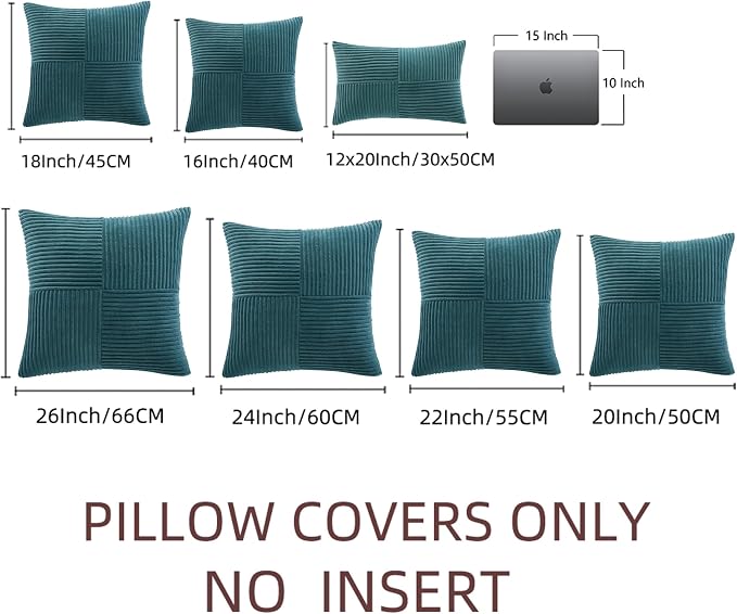Fancy Homi 2 Packs Teal Big Decorative Throw Pillow Covers 24x24 Inch - Image 8