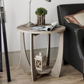Round Farmhouse End Table for Small Spaces, French Country Accent Side Table by LONYKE