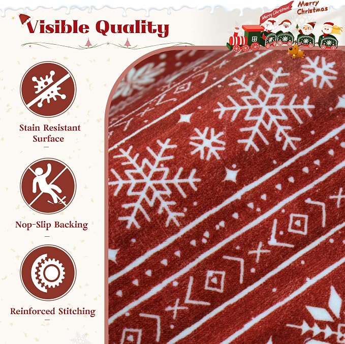 Christmas Rug 4x6 Washable Rugs, Boho Christmas Tree Snowflake Rug Non-Slip - Image 6