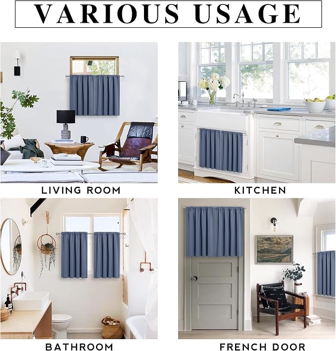RYB HOME Half Curtain Tiers 36 inch Length, Rod Pocket Summer Heat Blocking - Image 8