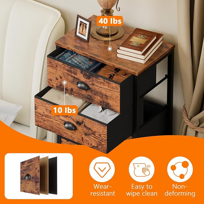 Furnulem Bedroom Dresser with 7 Drawers, Tall Industrial Fabric Chest of Drawers - Image 8