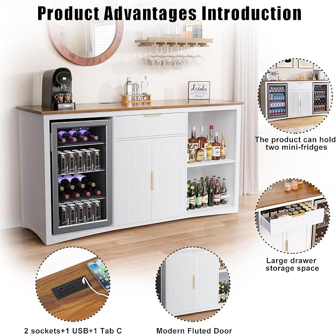 GDLF 70.1" Long Coffee Bar Cabinet - Image 5