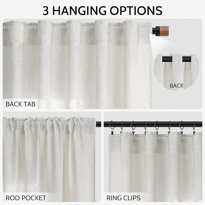 Nanspring Natural Linen Curtains 108 Inches Long - Image 2