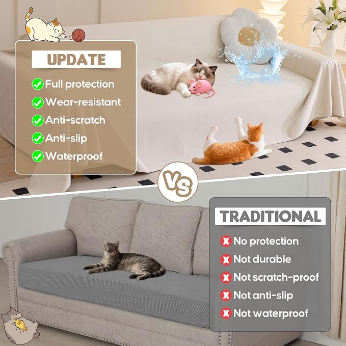 Loiion Velvet Sofa Cover, Ultra Soft Waterproof Non-Slip Couch Cover - Image 4