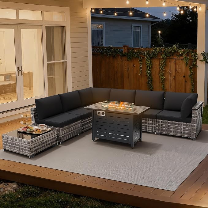 LOUVIXA 8 Piece Outdoor Patio Furniture Set, Outdoor Sectional Sofa - Image 4