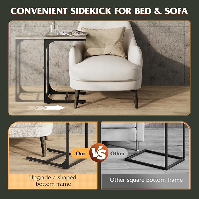 WLIVE C Shaped End Table, Small Couch Side Tables - Image 4