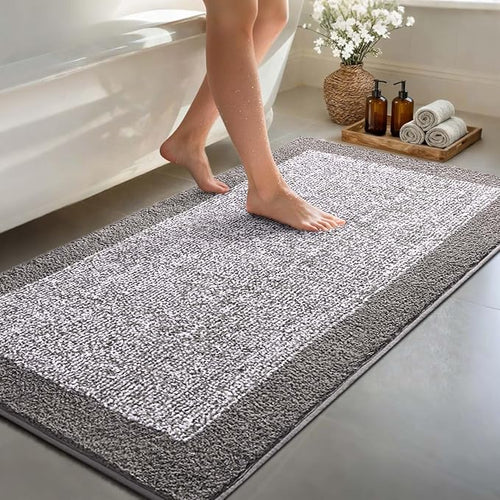 60x24 Long Bathroom Rugs Washable Non Slip, Light Grey Bath Mat by Unknown