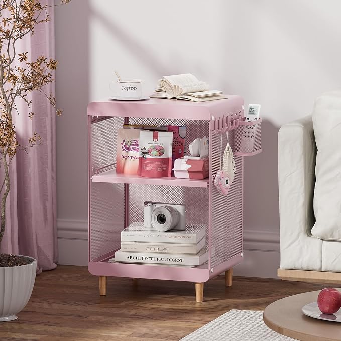 SYKIARIOL Kids Nightstand for Girls, Metal Bedside Table - Image 9