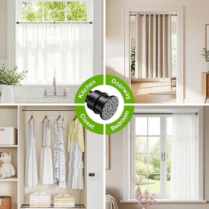 Spring Tension Rods 28-41 Inches No Drill Tension Curtain Rods Black Spring - Image 2
