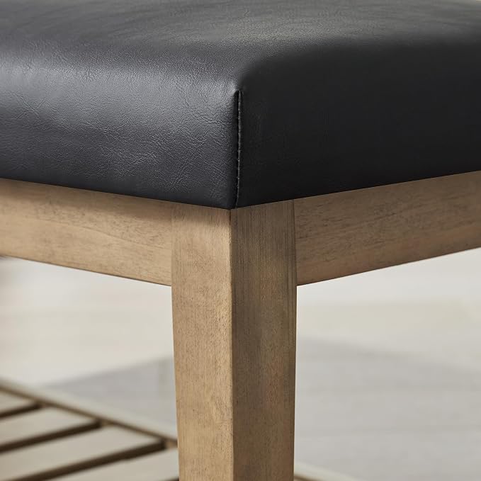 Zihanhome Entryway Bench, PU Leather Upholstered Shoe Benches - Image 7