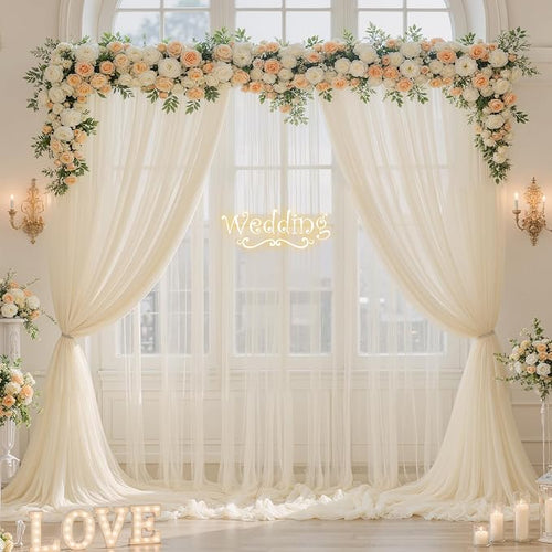 20ft x 15ft Champagne Tulle Backdrop Curtain - Image 2