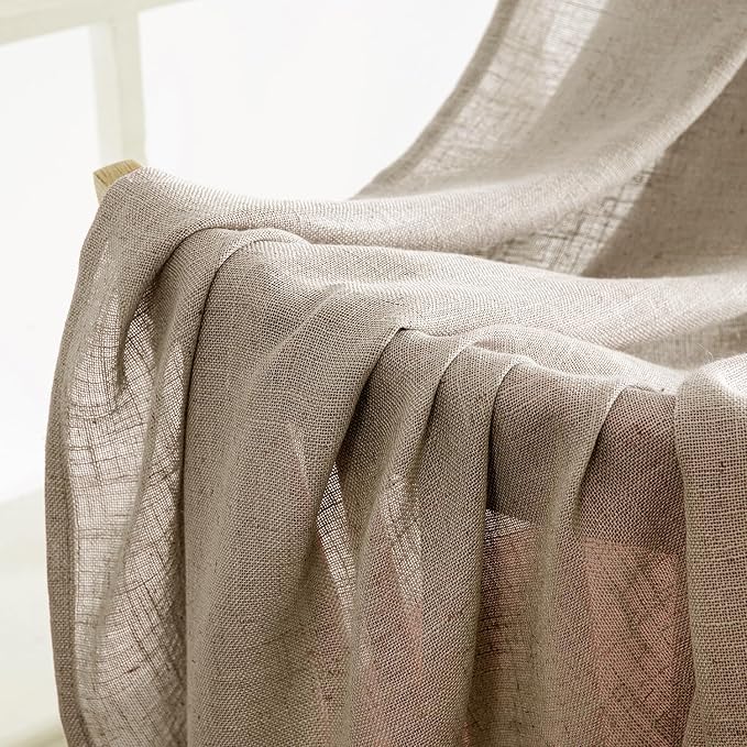 MIULEE Taupe Grey Linen Curtains 90 Inch Long 2 Panels - Image 6