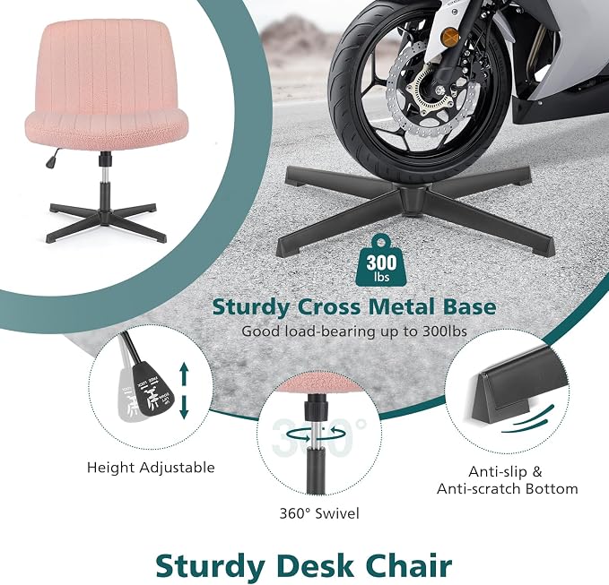 OLIXIS Criss Cross Chairs Legged Armless No Wheels Wide Seat Height Adjustable - Image 6