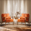 Vingli Solid Wood Wide Armrests Accent Chair Set of 2, Upholstered Mid Century by VINGLI