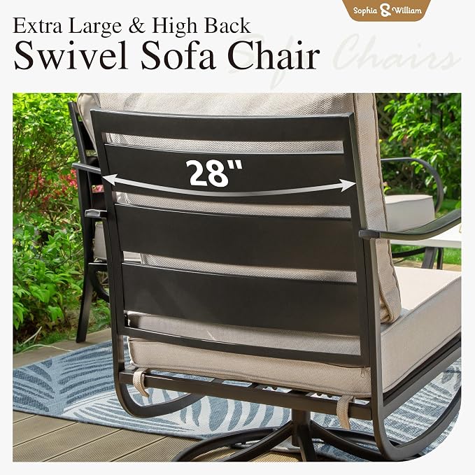 Sophia & William 2 Pieces Patio Furniture Sets Metal Sofa Chairs Patio Cushion - Image 4