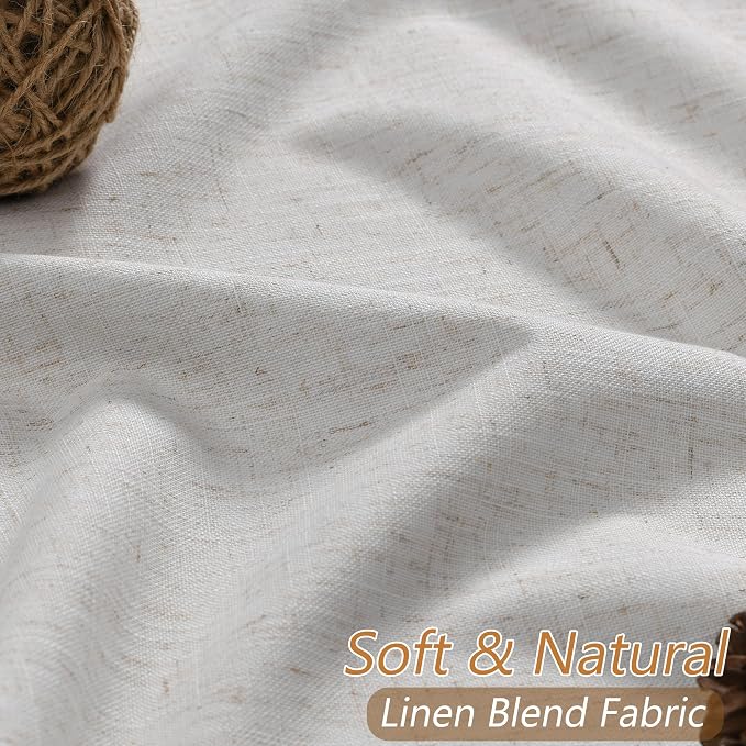 Guken 108 Inch Long Natural 100% Blackout Curtains - Image 3