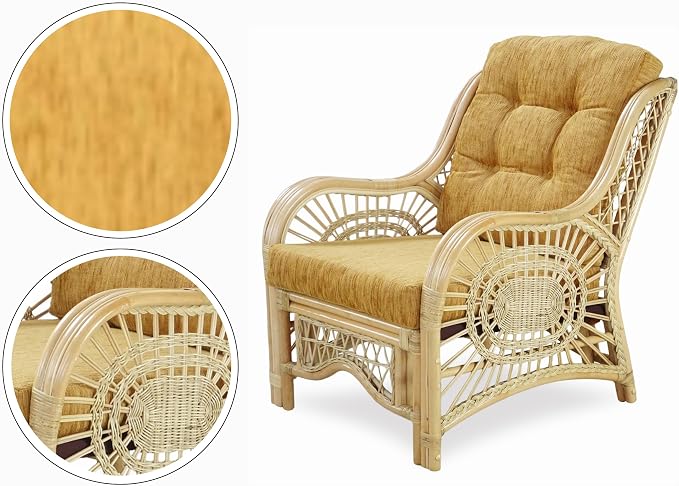 Malibu Lounge Living Accent Armchair Natural Rattan Wicker Handmade Design - Image 3