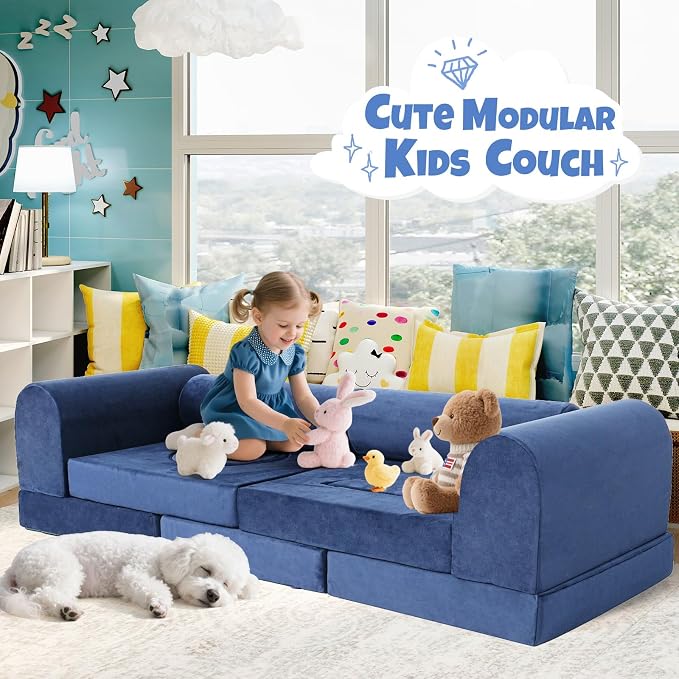 Modular Kids Play Sofa Multifunctional Kids Sofa Convertible Foam Floor Mat - Image 3