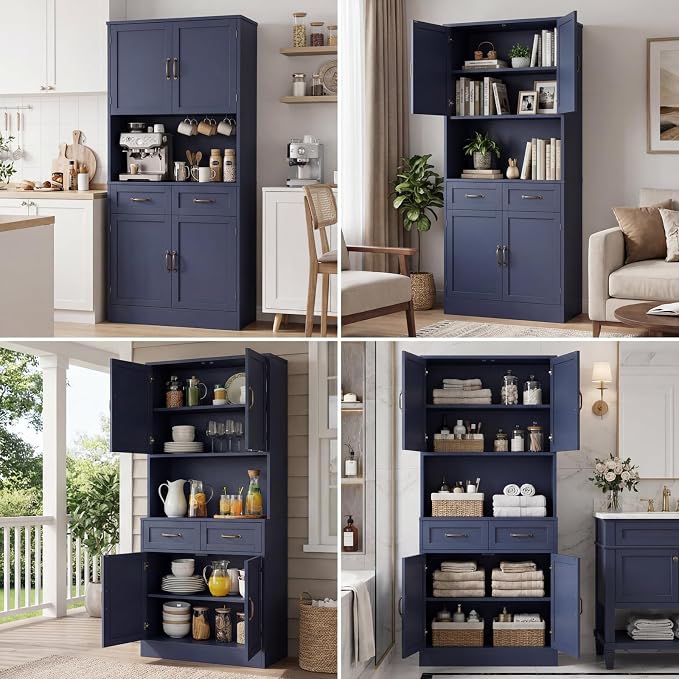 HOSTACK 71“ Tall Kitchen Pantry Storage Cabinet, Modern Kitchen Hutch Bar - Image 9